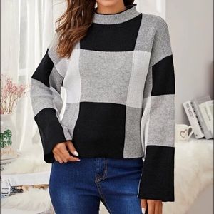 SHEIN cropped fall black & white sweater